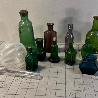 Mostly Mini Green Glass Bottles