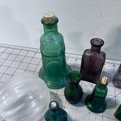 Mostly Mini Green Glass Bottles