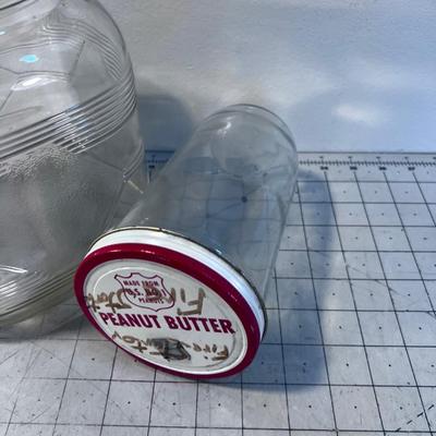 2 Antique JARS with Lids, 1 is Peanut Butter 