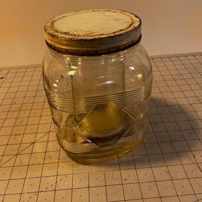 2 Antique JARS with Lids, 1 is Peanut Butter 