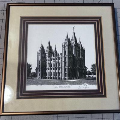 Salt Lake LDS Temple Signed Lithograph