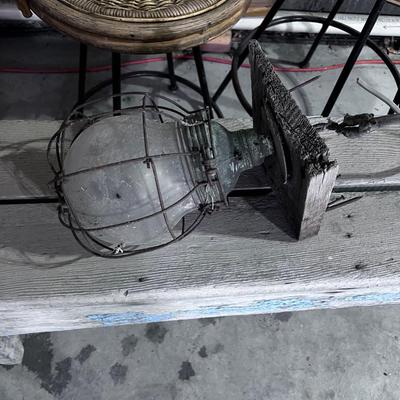 Antique Warehouse Light Glass Bulb with a Wire Cage