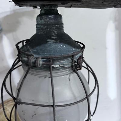 Antique Warehouse Light Glass Bulb with a Wire Cage