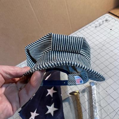 Cotton 50 Star Flag, Engineers Cap and RR Spikes