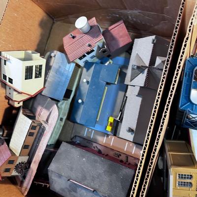 HO SCALE  Train Model Buildings; Factory and Signs