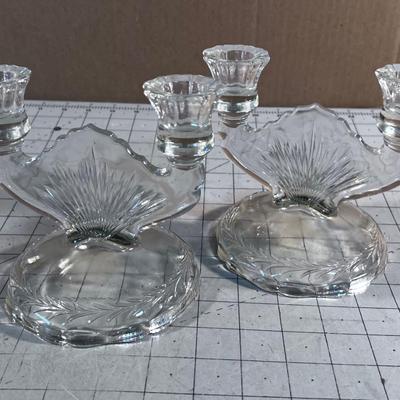 Set Pair of Glass Candelabra 