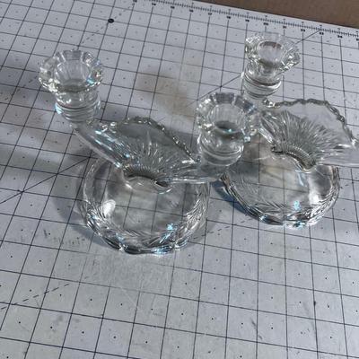Set Pair of Glass Candelabra 