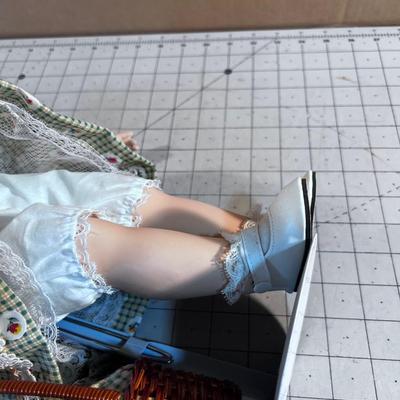 Porcelain Doll, Green Gingham 