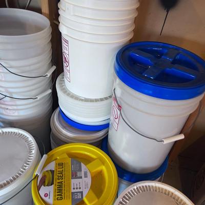 Large lot of Plastic Buckets with lids (13 Plus) 