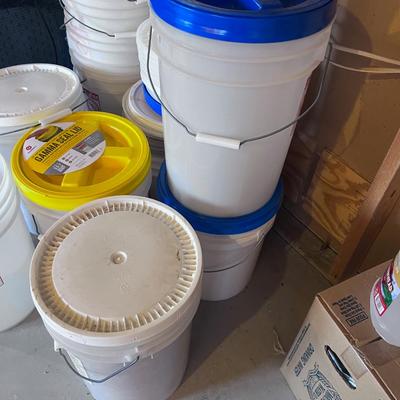 Large lot of Plastic Buckets with lids (13 Plus) 