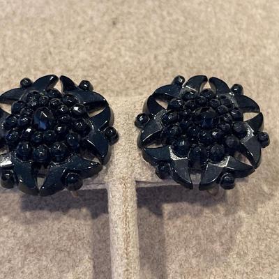 Black floral clip ons