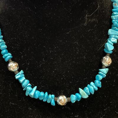 Sterling sombrero necklace and turquoise necklace