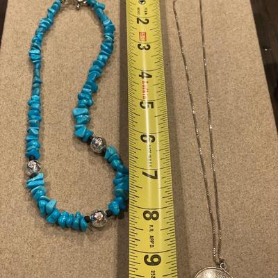Sterling sombrero necklace and turquoise necklace