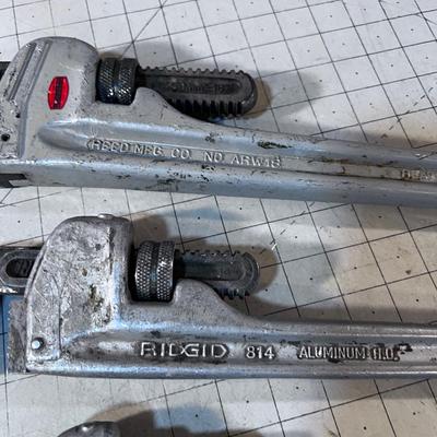 REED and RIGID Aluminum Handle Pipes wrenches. 