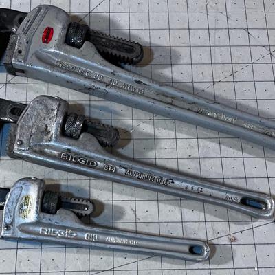 REED and RIGID Aluminum Handle Pipes wrenches. 