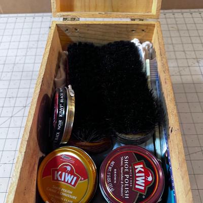 Shoe Shine Box with Supplies Included