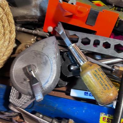 Tray of TOOLS Vice, Chalk Line, Dowl Jig