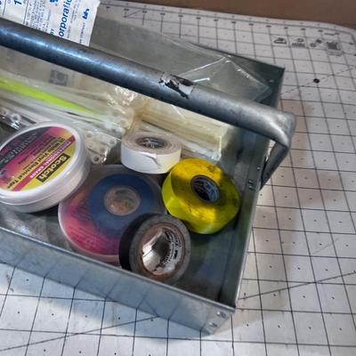 Used and Usable. Metal Tote with Zip Ties and Tape