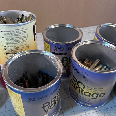 Cans of Rifle & Pistol Shell Casings Several Calibers