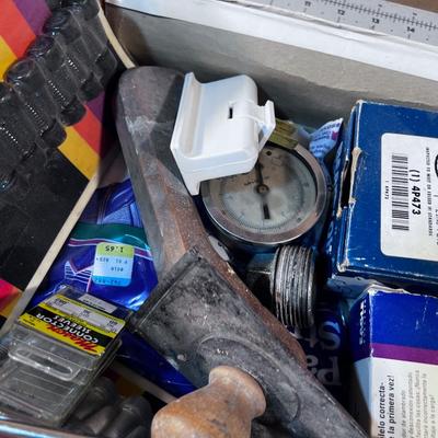 Mixed Tray of Tools: Chain, Hole Saw, Wrench etc. 