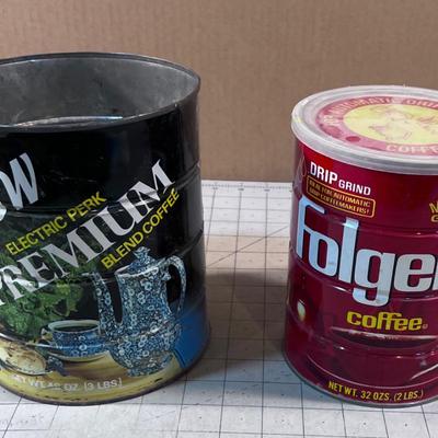 2 Metal Coffee Cans 