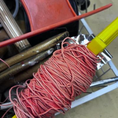 Tray FULL of STUFF: Wire, Pencil Sharpener, Bungy Cords etc., 