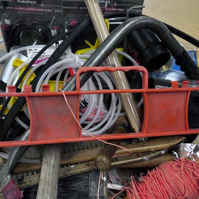 Tray FULL of STUFF: Wire, Pencil Sharpener, Bungy Cords etc., 