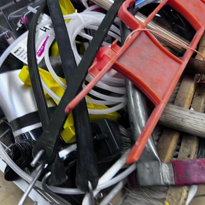 Tray FULL of STUFF: Wire, Pencil Sharpener, Bungy Cords etc., 