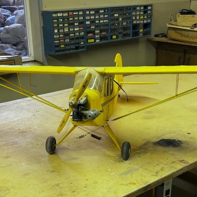 Yellow Piper Cub with Engine Plane