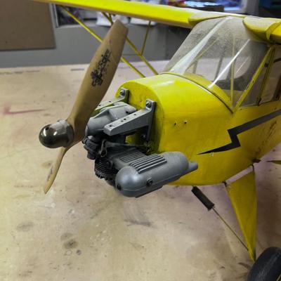 Yellow Piper Cub with Engine Plane