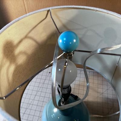 Pair of Blue Ceramic Lamps