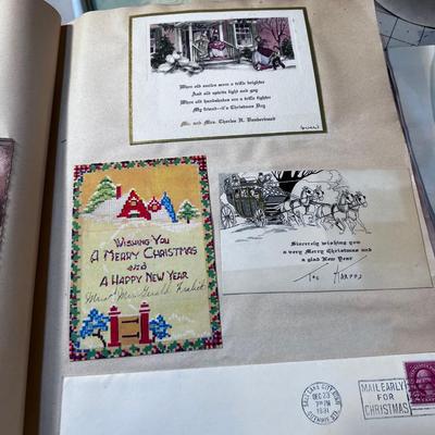 Lot of Vintage Papers including a Scrap Book of Christmas Card 