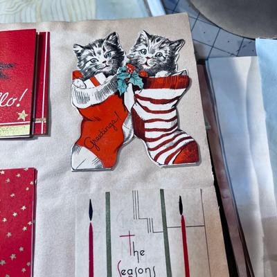 Lot of Vintage Papers including a Scrap Book of Christmas Card 
