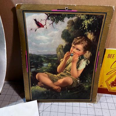 Lot of Vintage Papers including a Scrap Book of Christmas Card 