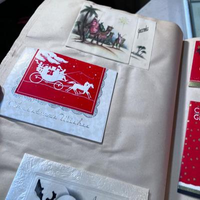 Lot of Vintage Papers including a Scrap Book of Christmas Card 