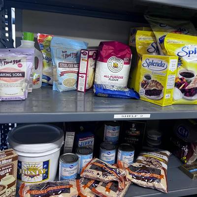 2 Shelves of Baking Supplies including a Gallon of HONEY 