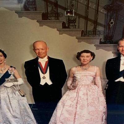 Framed Photo President Eisenhower w Queen Elizabeth