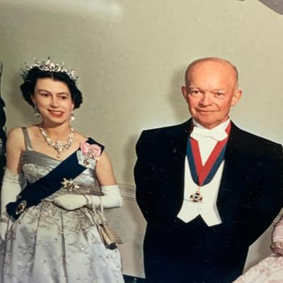 Framed Photo President Eisenhower w Queen Elizabeth