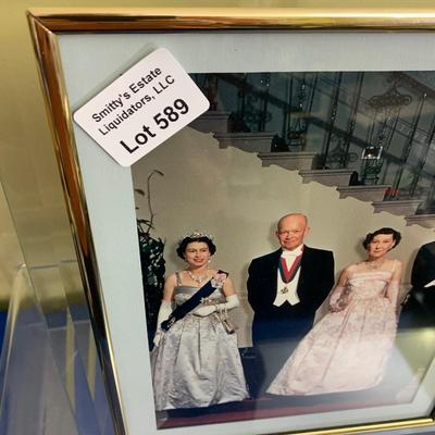 Framed Photo President Eisenhower w Queen Elizabeth