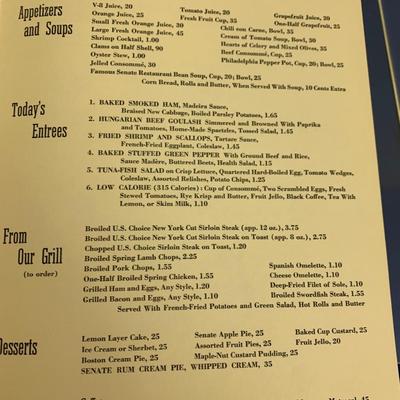 1965 Untied States Senate Menu