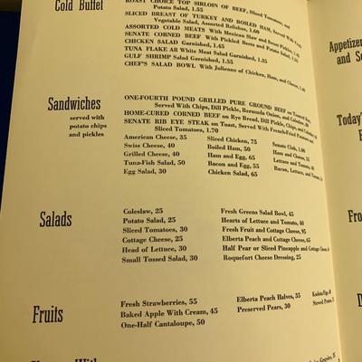 1965 Untied States Senate Menu