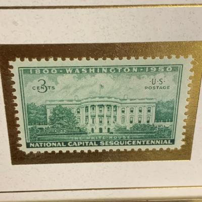 Framed World Stamps & White House