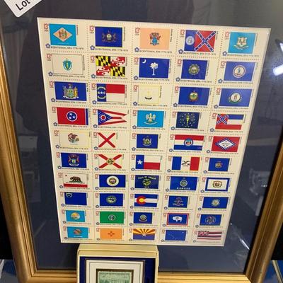 Framed World Stamps & White House