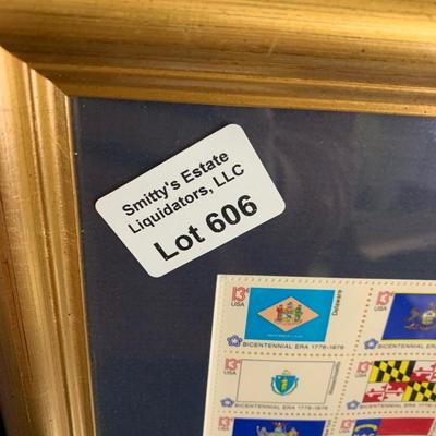 Framed World Stamps & White House