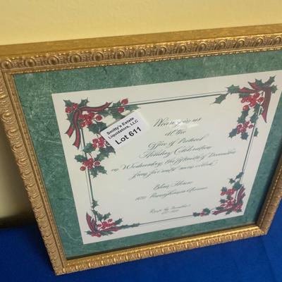 Blair House Holiday Invite Framed