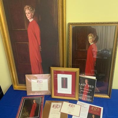 Nancy Reagan Portrait Oil & Print Framed w/ paperwork