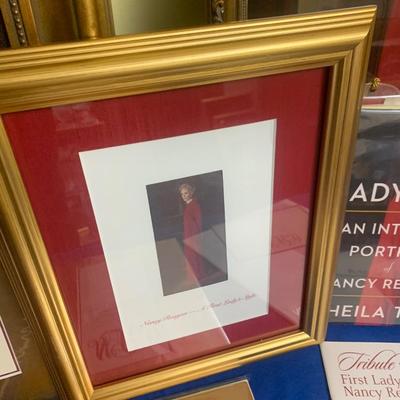 Nancy Reagan Portrait Oil & Print Framed w/ paperwork