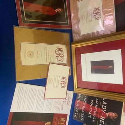 Nancy Reagan Portrait Oil & Print Framed w/ paperwork