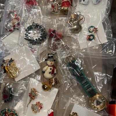 Large lot of Christmas jewelry