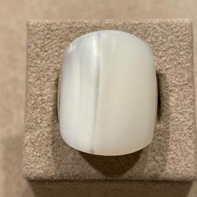 Very large mother of pearl and sterling ring